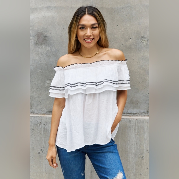 ODDI Designer Full Size Off The Shoulder Ruffle Blouse SALE!! 20% OFF - Picture 4 of 11